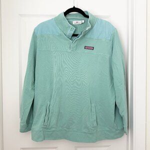 Women Vineyard Vines Garment Dyed Seersucker Relaxed Shep Shirt Green Size Large